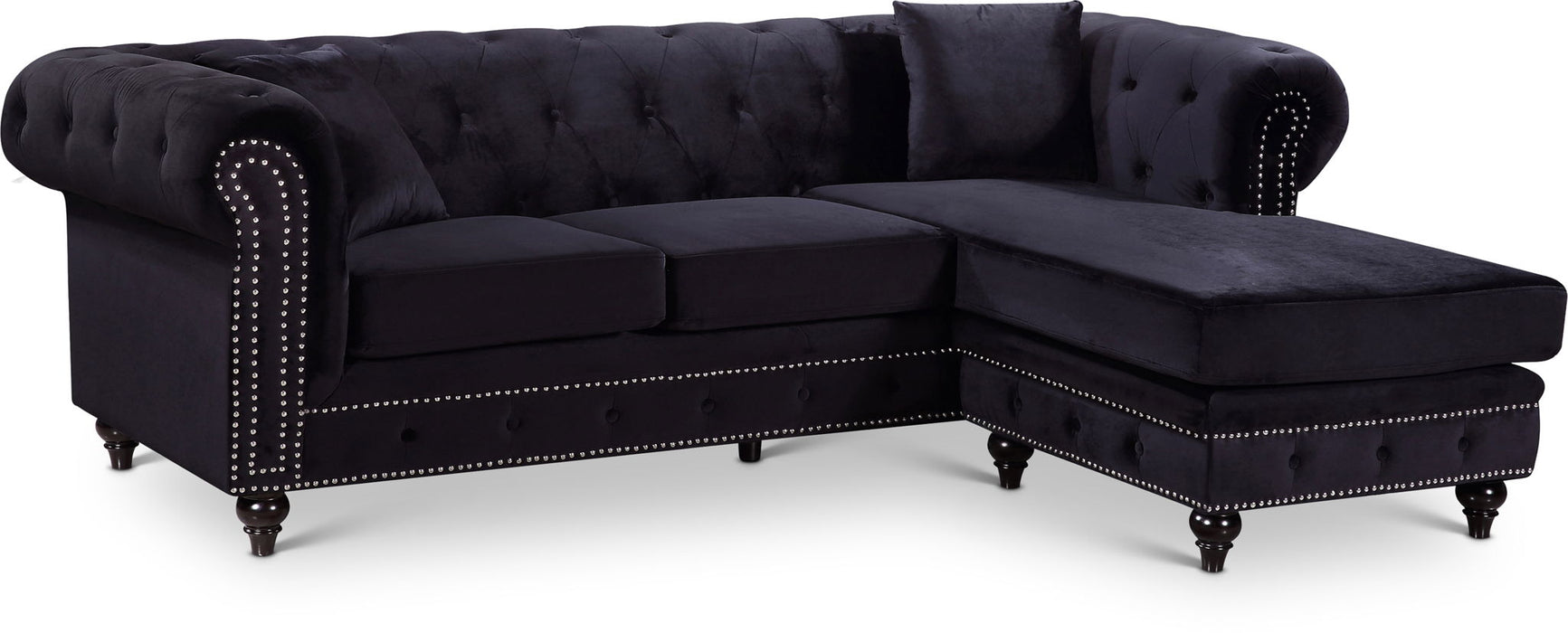 Sabrina 96" Velvet Upholstered Reversible 2pc. Sectional