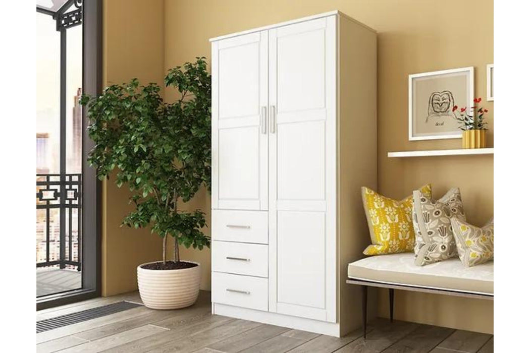 7103D - 100% Solid Wood Metro Wardrobe Armoire With Optional Shelves