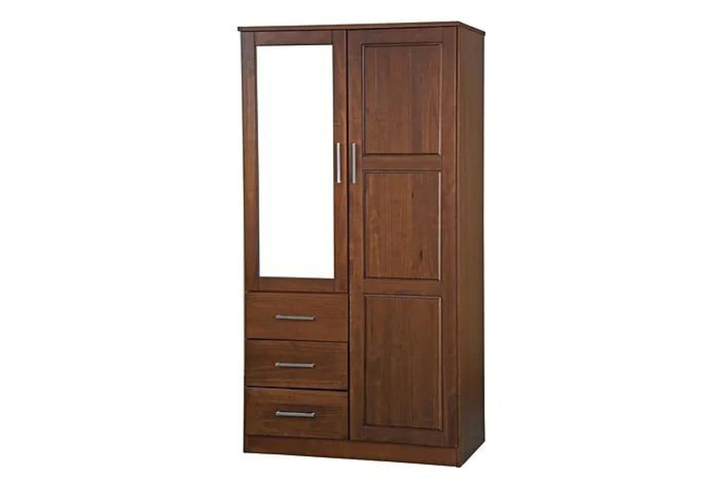 7103 Palace Imports Metro 100% Solid Wood Wardrobe with Mirror With Optional Shelves