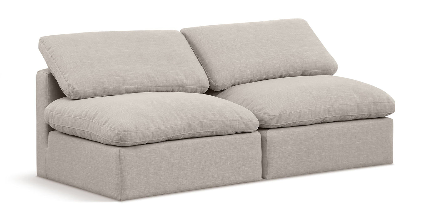 Indulge 70" Linen Textured Fabric Upholstered 2pc. Armless Modular Loveseat