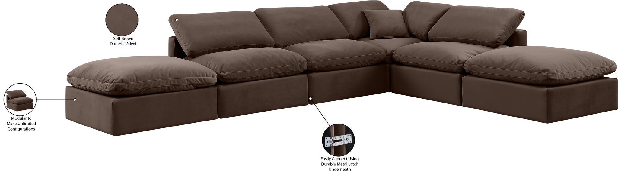 Indulge 140" Velvet Upholstered 6pc. Modular Sectional