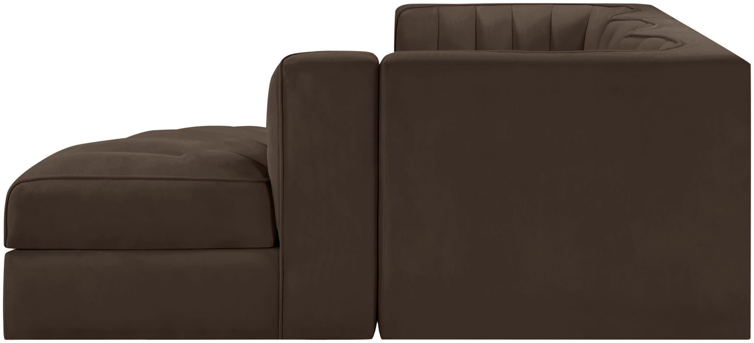 Rummi 97" Velvet Performance Fabric Upholstered 4pc. Modular Sectional
