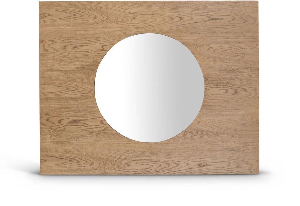 Optic 48" W X 38" H Oak Wood Frame Mirror