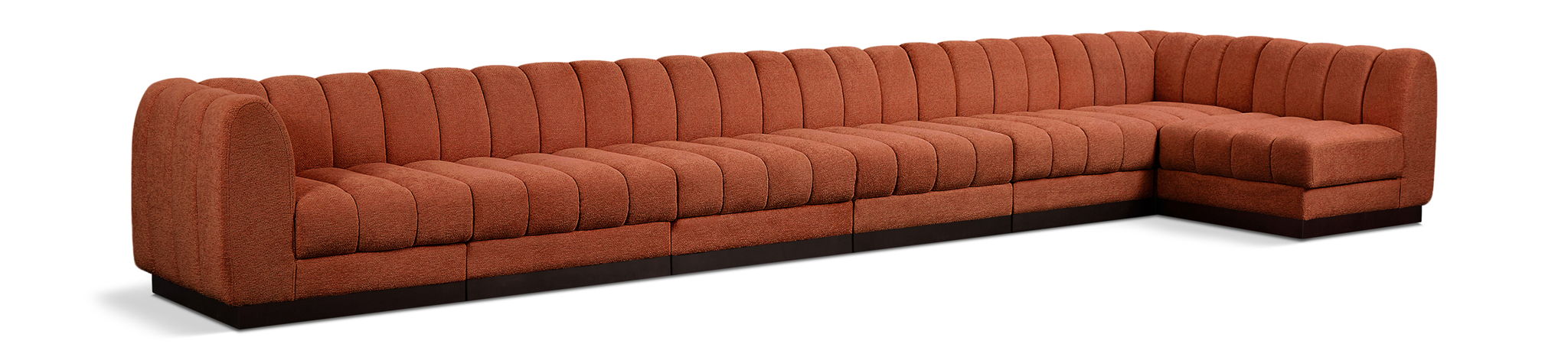 Quinn 197" Chenille Fabric Upholstered 7pc. Modular Sectional