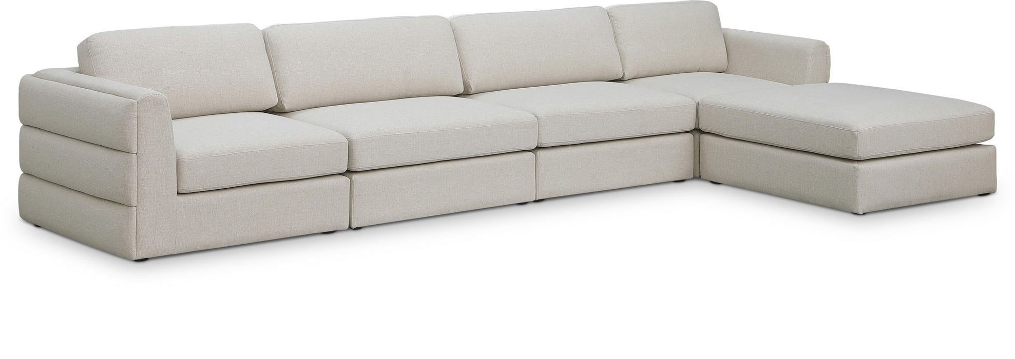 Beckham 152" Linen Textured Fabric Upholstered 5pc. Modular Sectional