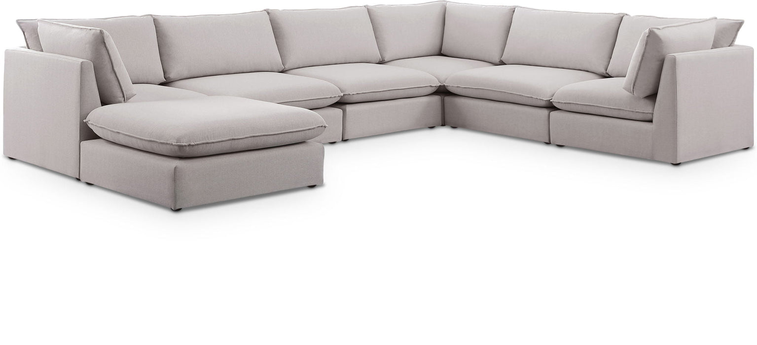 Mackenzie 160" Linen Textured Fabric Upholstered 7pc. Modular Sectional