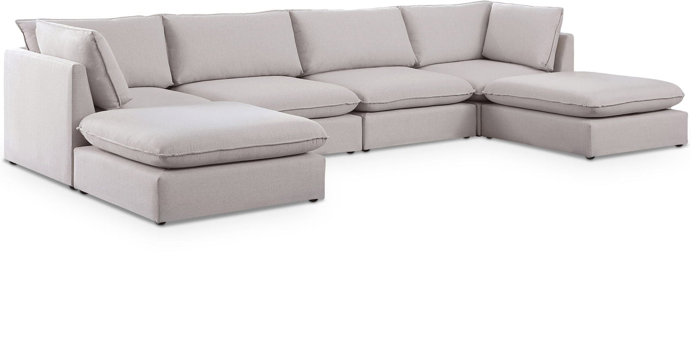 Mackenzie 160" Linen Textured Fabric Upholstered 6pc. Modular Sectional
