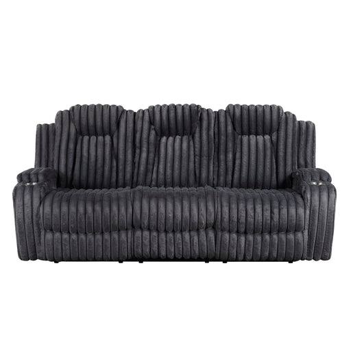 Phyllis Double Reclining Sofa with Cup Holders (8348DGY)