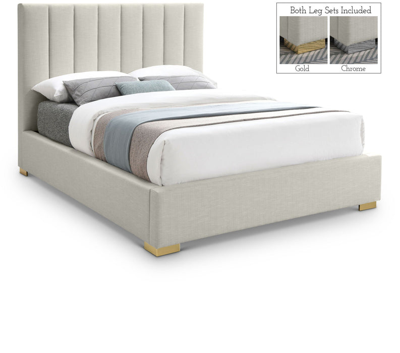 Pierce Linen Textured Fabric Upholstered Bed