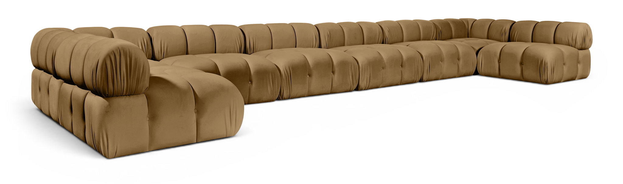 Orin 222" Velvet Performance Fabric Upholstered 8 Pc. Modular Sectional