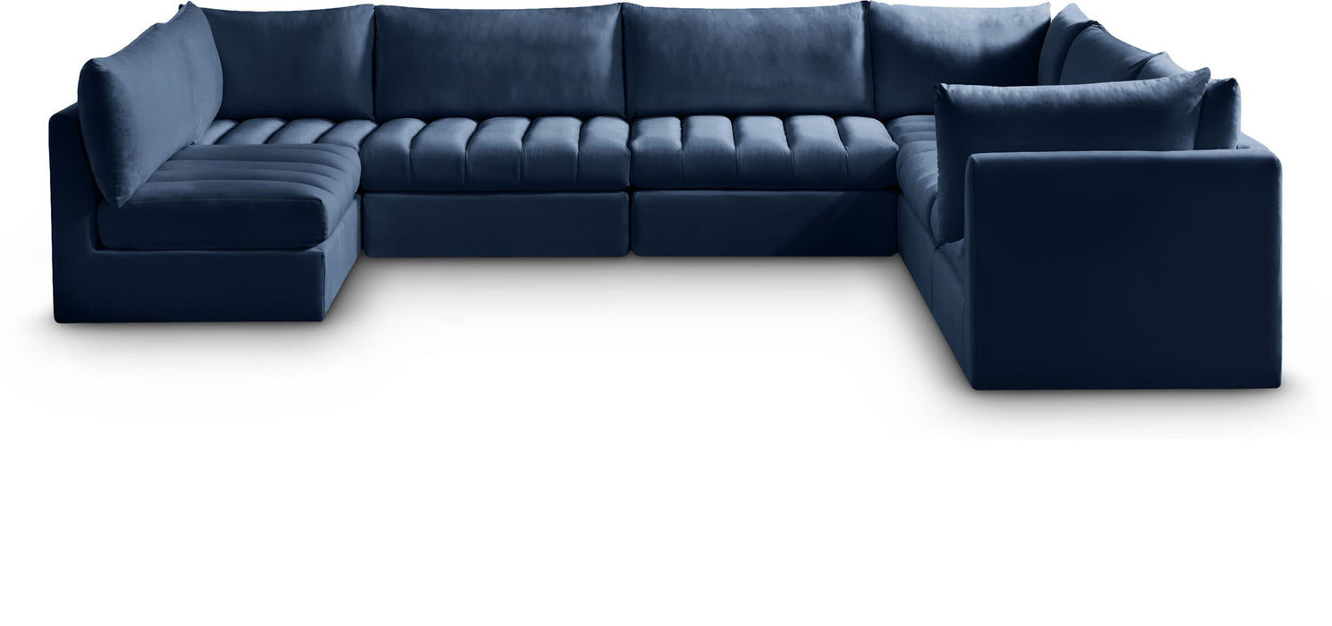 Jacob 140" Velvet Upholstered 7pc. Modular Sectional