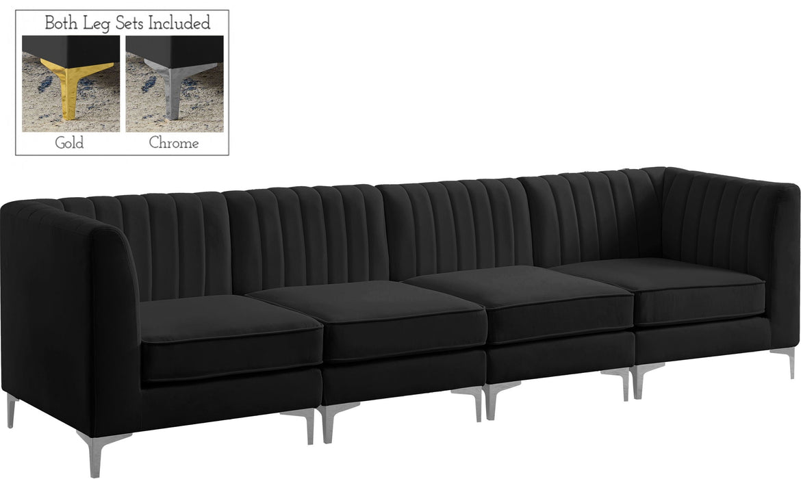 Sofá modular tapizado de terciopelo Alina de 116.5" de 4 piezas