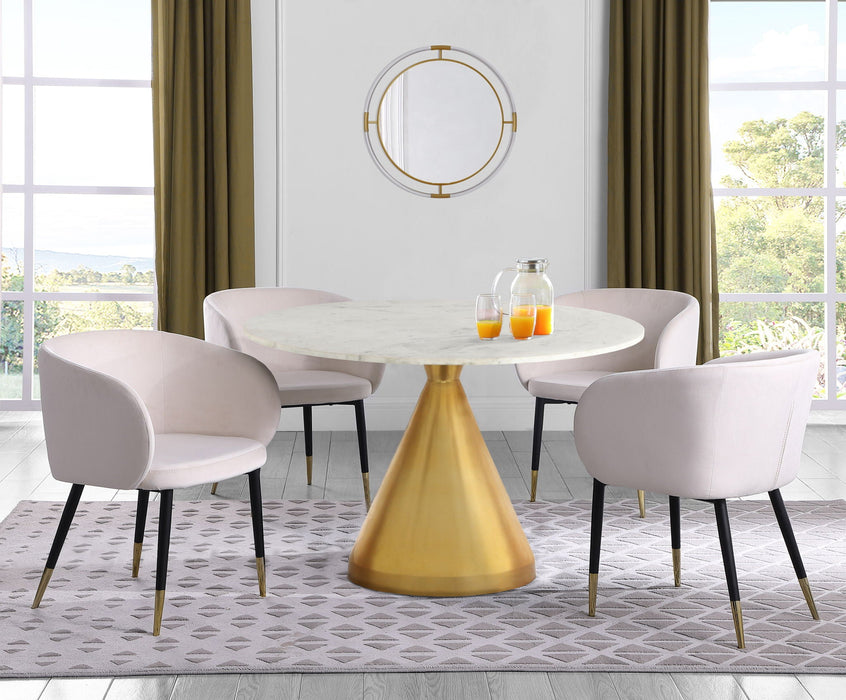 Emery 48" Genuine Marble Top And Steel Base Dining Table