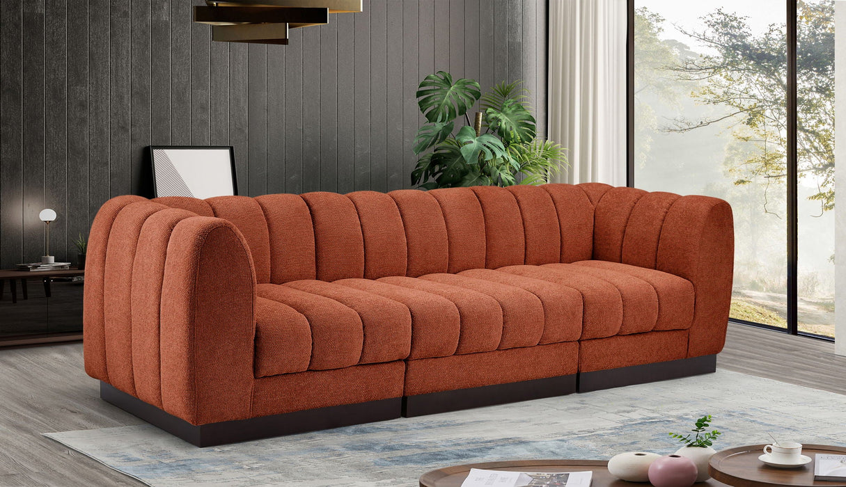 Quinn 101" Chenille Fabric Upholstered 3pc. Modular Sofa