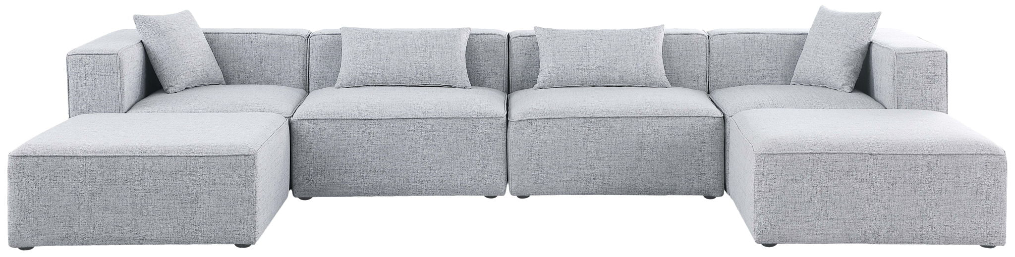 Cube 144" Fabric Upholstered 6pc Modular Sectional