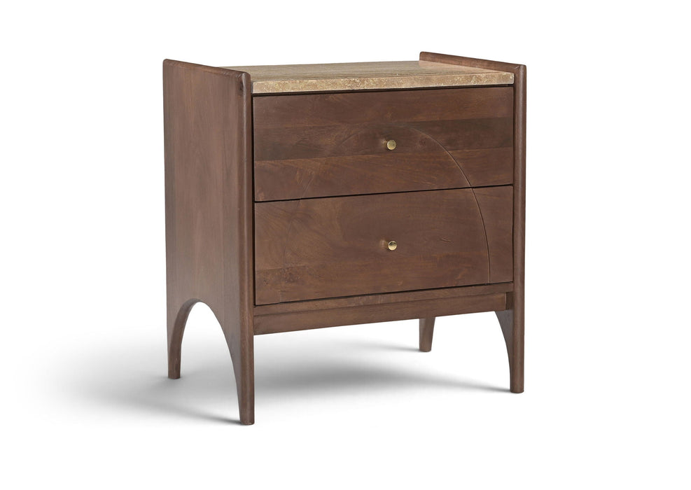 Veya 22" Genuine Marble And Mango Wood Nightstand