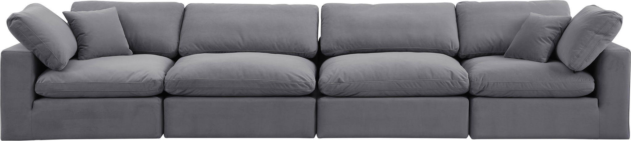 Comfy 158" Velvet Upholstered 4pc. Modular Sofa