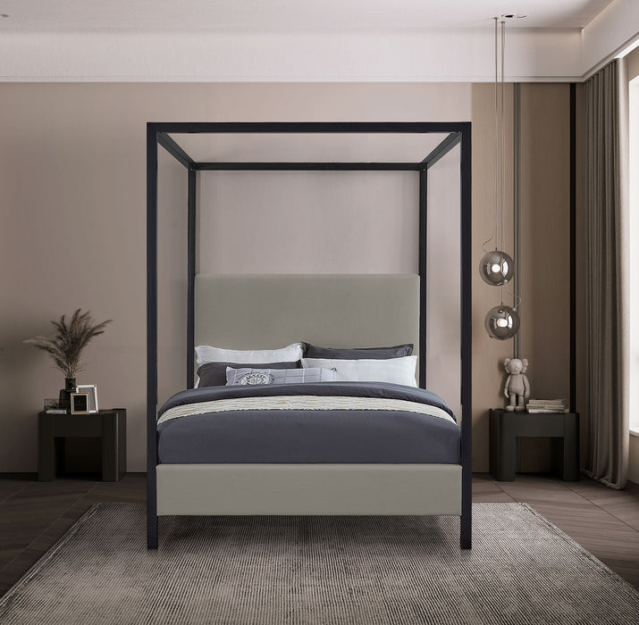 James Linen Textured Fabric Upholstered Bed