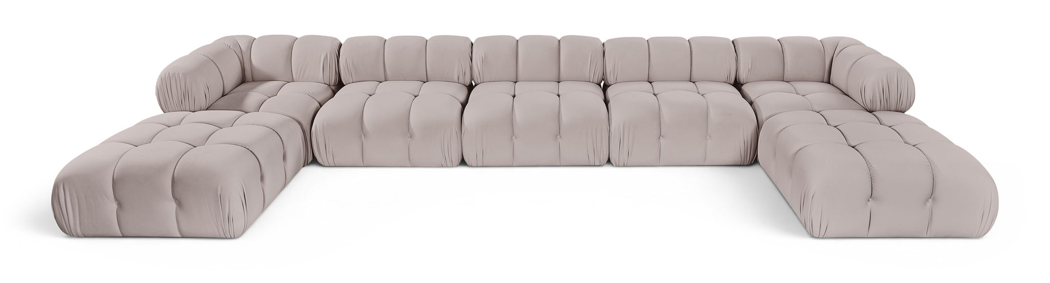 Orin 185" Velvet Performance Fabric Upholstered 7 Pc. Modular Sectional