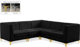 Alina 91" Velvet Upholstered 5pc. Modular Sectional