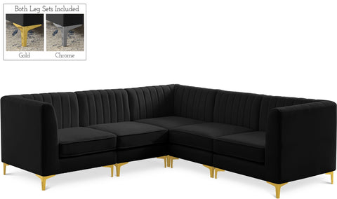 Seccional modular tapizado de terciopelo Alina de 91" de 5 piezas