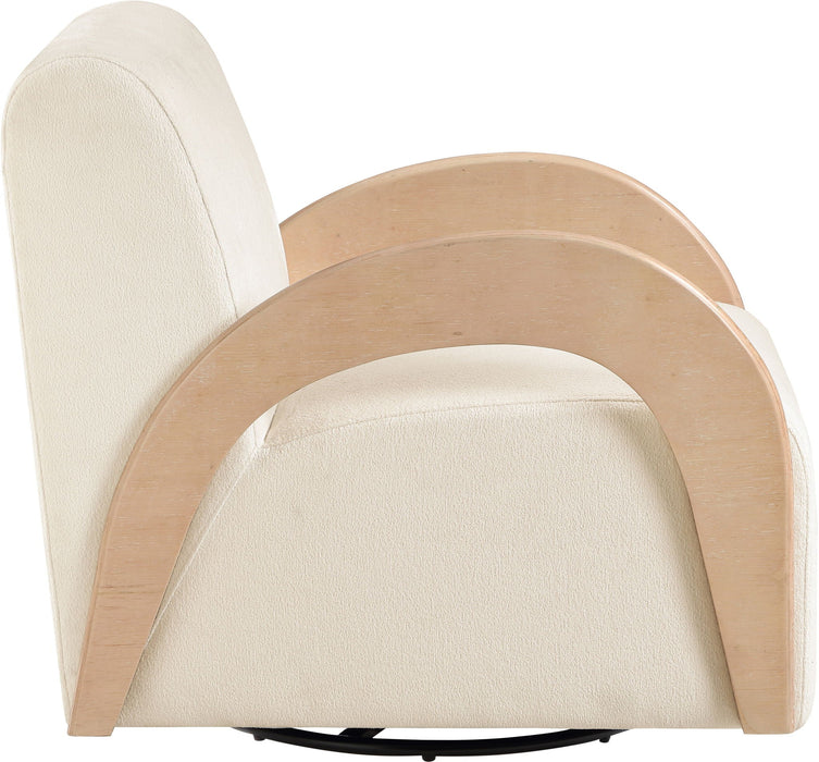Neria Chenille Fabric Upholstered Swivel Chair