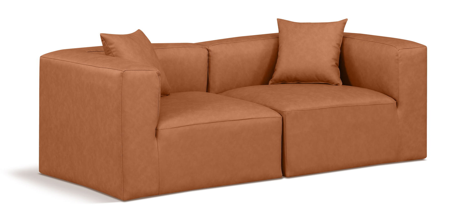 Cube 72" Vegan Leather Upholstered 2pc. Modular Loveseat