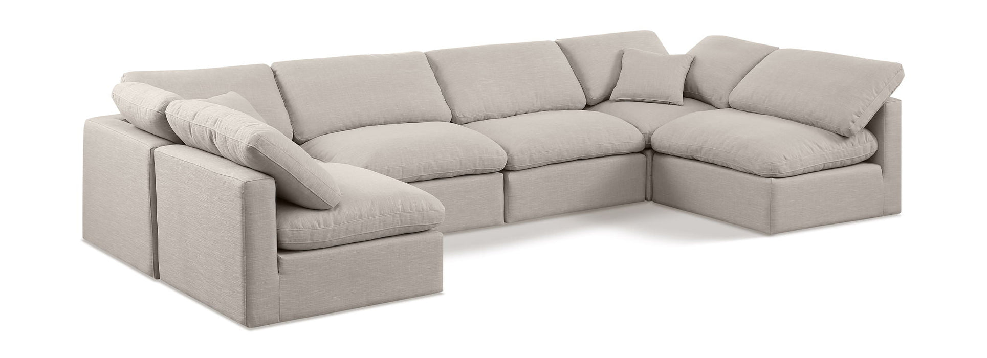 Indulge 140" Linen Textured Fabric Upholstered 6pc. Modular Sectional