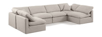 Indulge 140" Linen Textured Fabric Upholstered 6pc. Modular Sectional