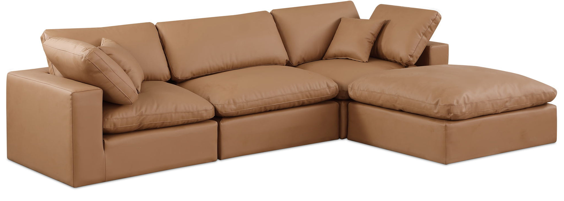 Comfy 119" Vegan Leather Upholstered 4pc. Modular Sectional