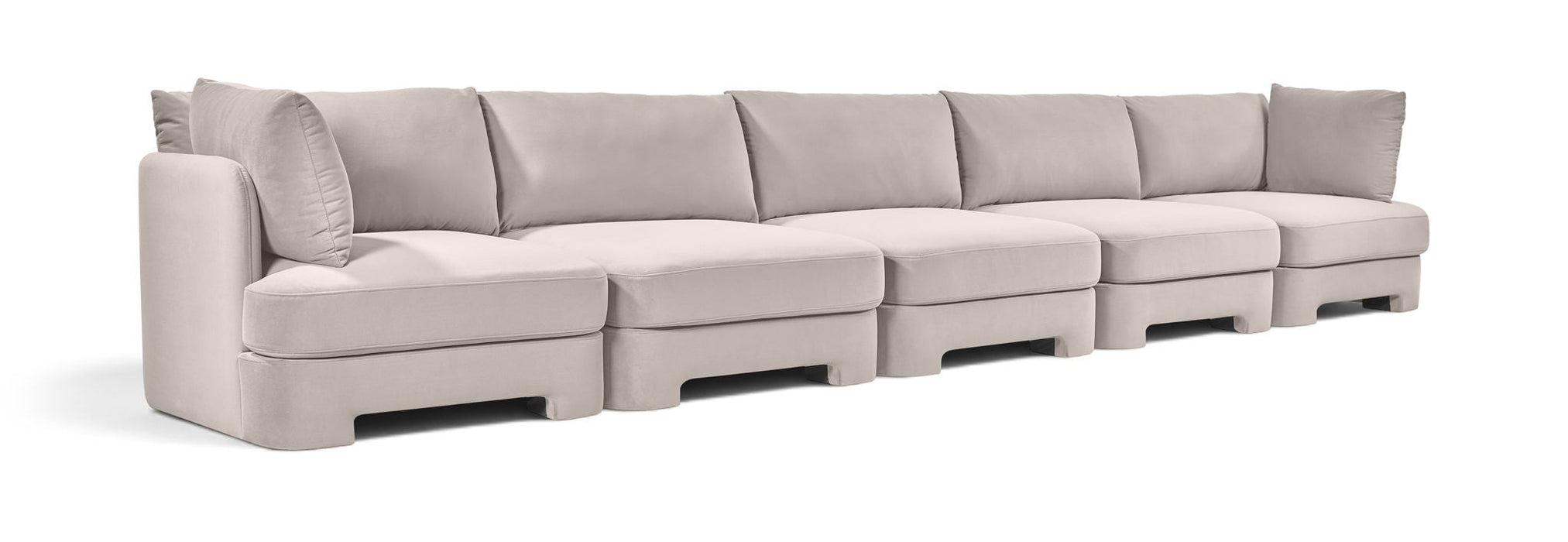 Hammond 185" Velvet Performance Fabric Upholstered 5pc. Modular Sofa
