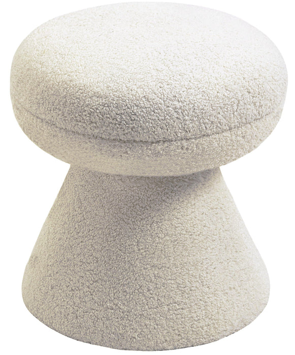 Drum Faux Shearling Teddy Fabric Upholstered Ottoman