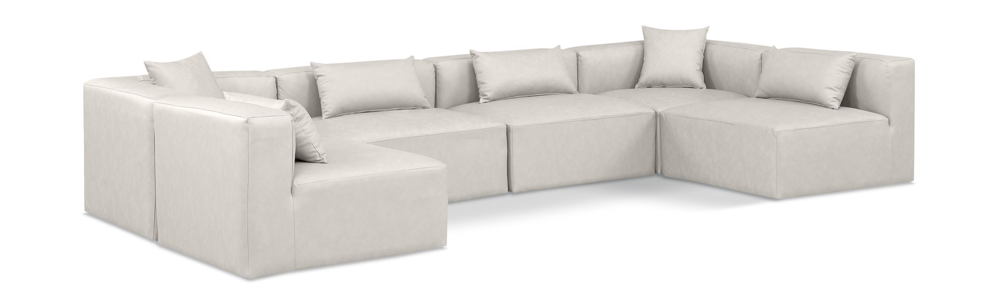 Cube 144" Vegan Leather Upholstered 6pc. Modular Sectional