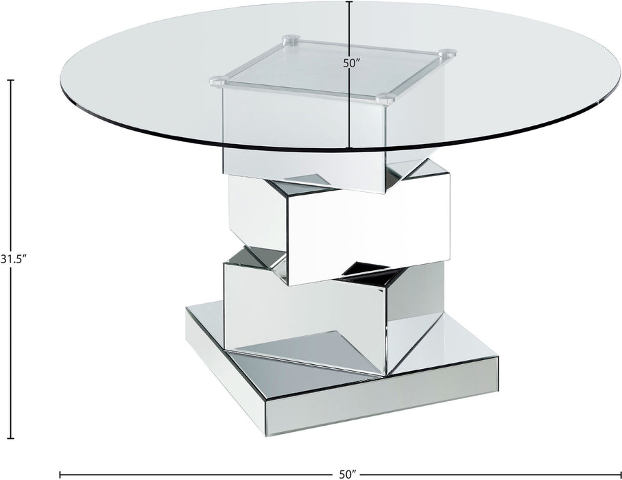 Haven 50" Glass Top And Mirrored Base Dining Table