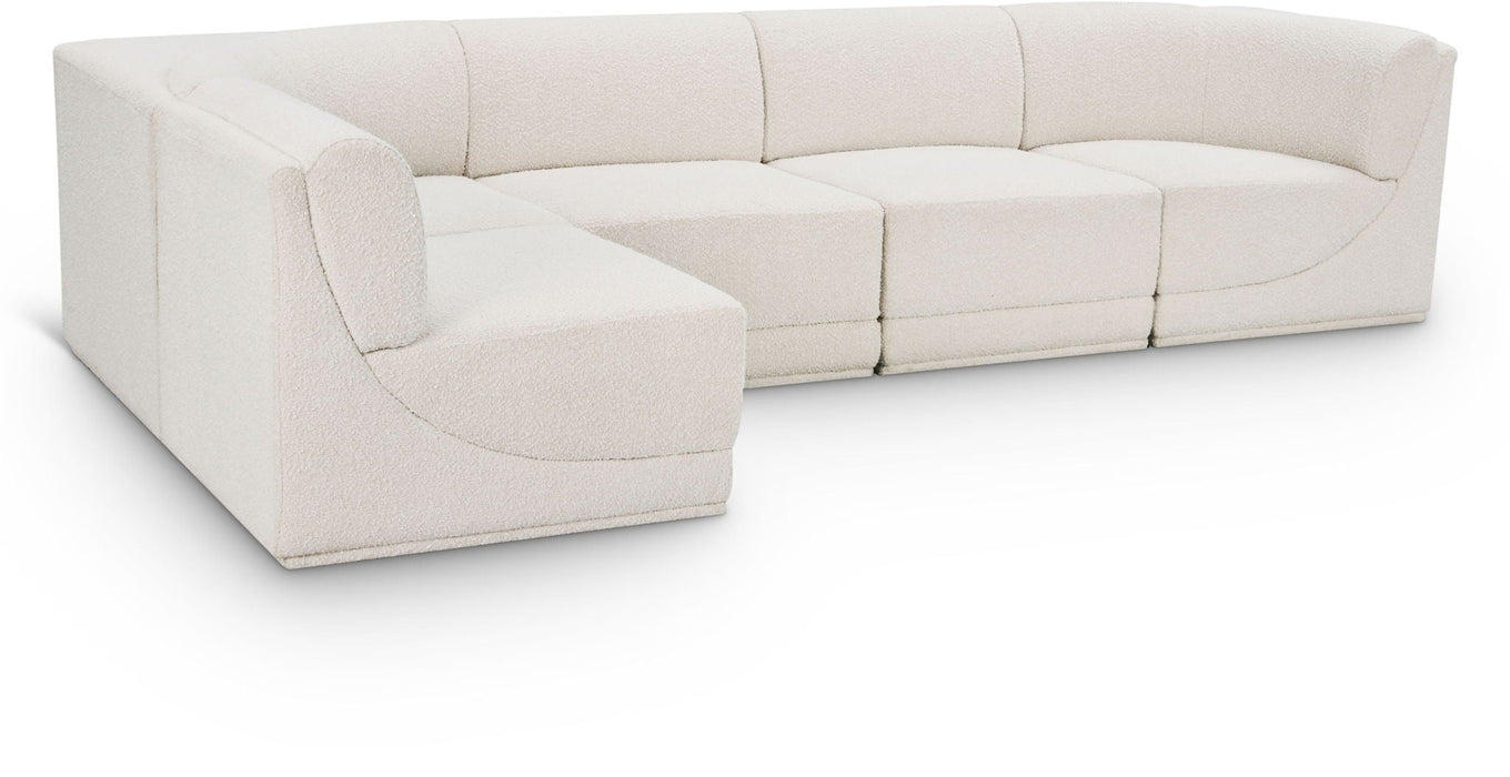 Ollie 128" Boucle Fabric Upholstered 5pc. Modular Sectional