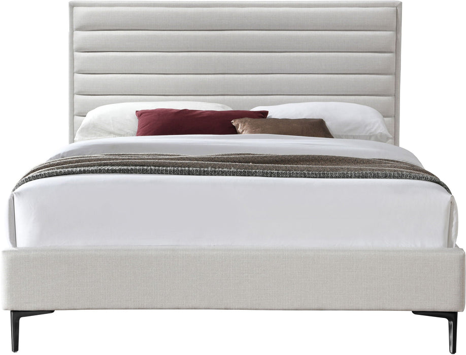 Hunter Linen Textured Fabric Upholstered Bed