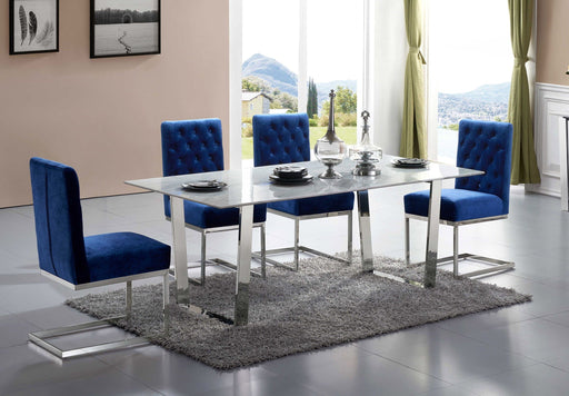 Cameron 64" Marble Veneer Top And Steel Base Dining Table