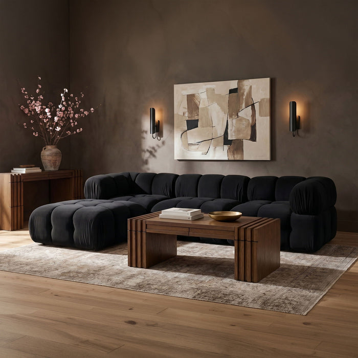 Orin 111" Velvet Performance Fabric Upholstered 4 Pc. Modular Sectional