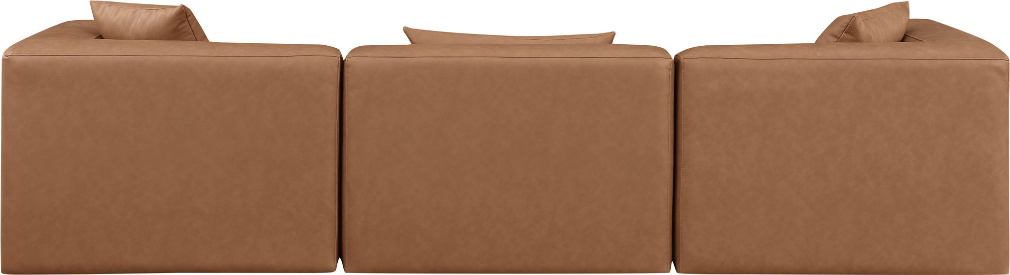 Cube 108" Vegan Leather Upholstered 3pc. Modular Sofa