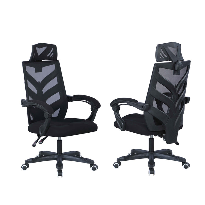 Contemporary Computer Chair w/ Headrest & Padded Arms 4009-CCH-BLK