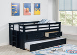 Cama doble Capitán de madera Carlsbad con nido, azul marino