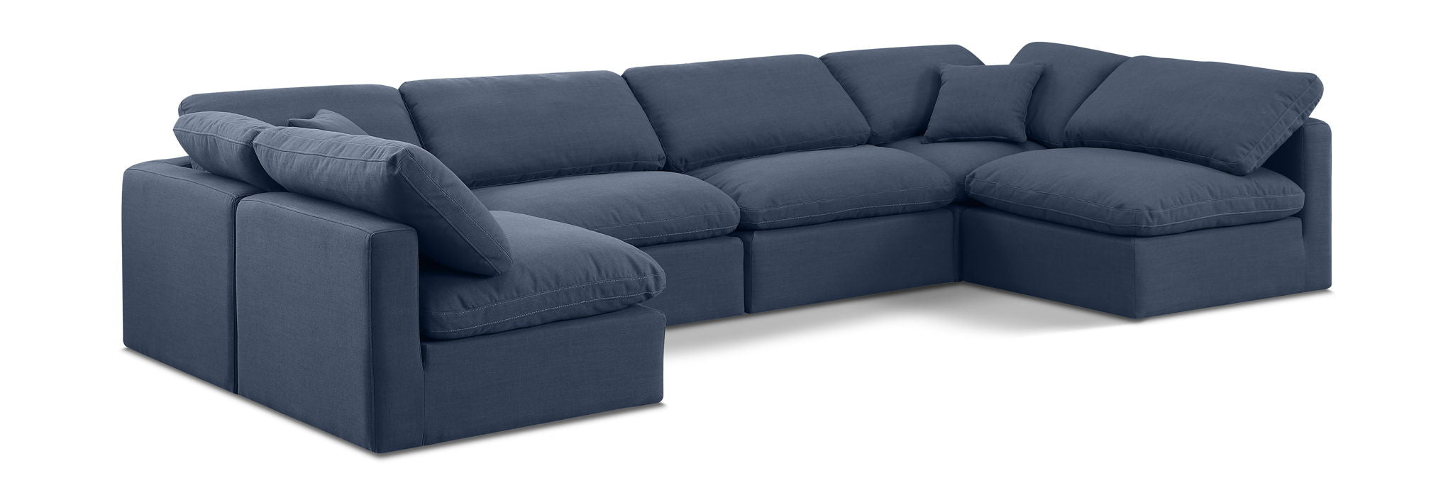 Indulge 140" Linen Textured Fabric Upholstered 6pc. Modular Sectional