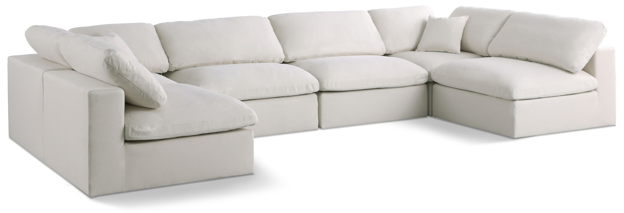 Plush 140" Velvet Upholstered Standard Comfort 6pc. Modular Sectional