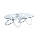 Contemporary 30" x 54" Oval Glass Coffee Table w/ Multi-Ring Base 4036-CT