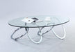 Contemporary 30" x 54" Oval Glass Coffee Table w/ Multi-Ring Base 4036-CT