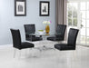 Contemporary Dining Set w/ Round Glass Dining Table & Parson Chairs 4038-5PC-BLK