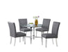 Contemporary Dining Set w/ Round Glass Dining Table & Parson Chairs 4038-5PC-GRY