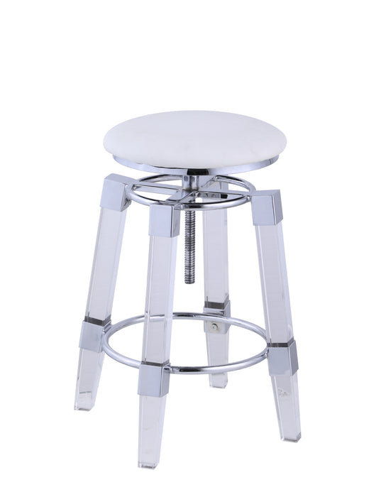 Contemporary Rotation-Adjustable Stool w/ Upholstered Seat 4038-AS-WHT