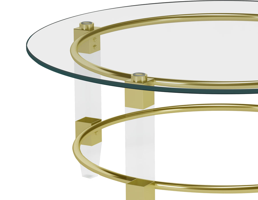 Contemporary Round Glass Top Cocktail Table 4038-CT