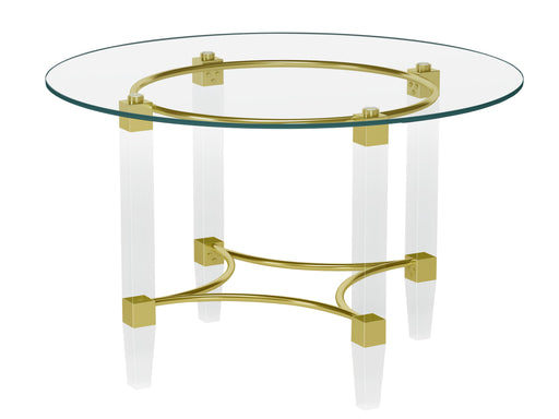 Round Glass Dining Table w/ Acrylic & Steel Base w/ Golden Accents 4038-DT-GLD